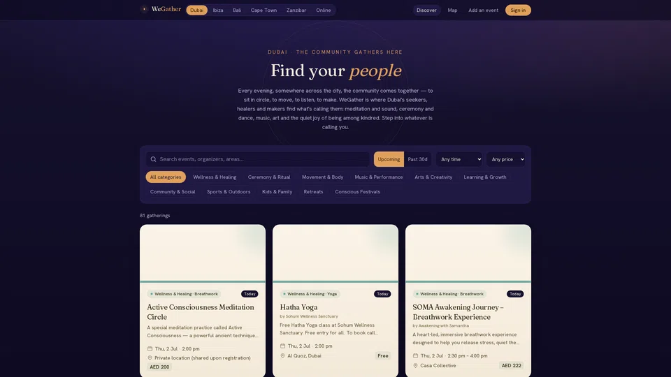 Homepage snapshot at launch