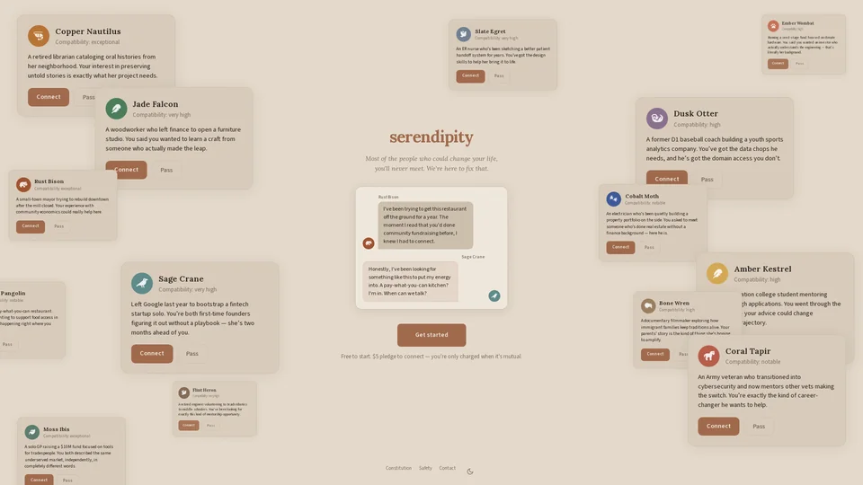 Homepage snapshot at launch