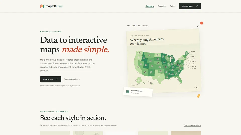 Homepage snapshot at launch