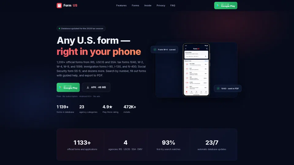 Homepage snapshot at launch