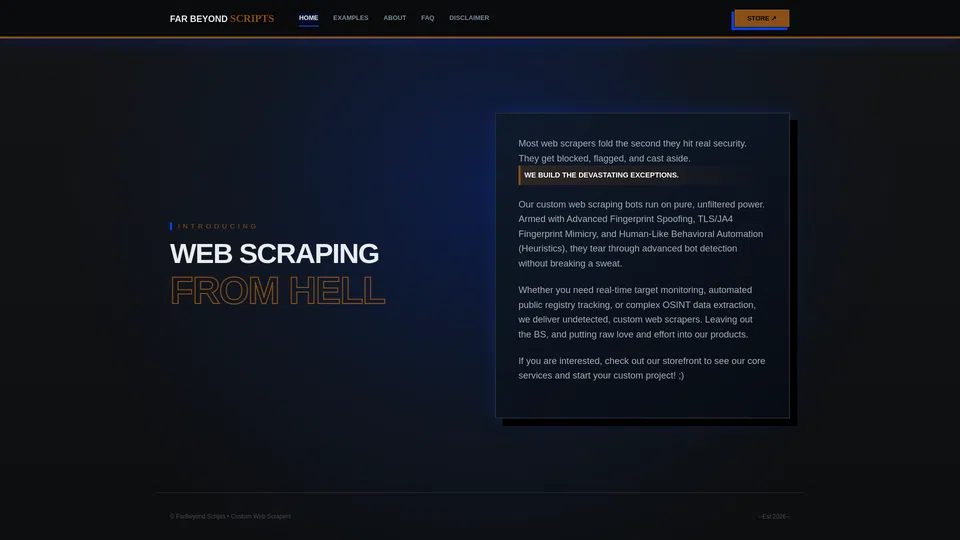 Homepage snapshot at launch