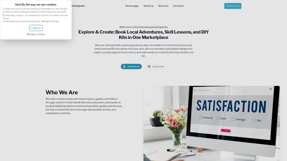 Homepage snapshot at launch