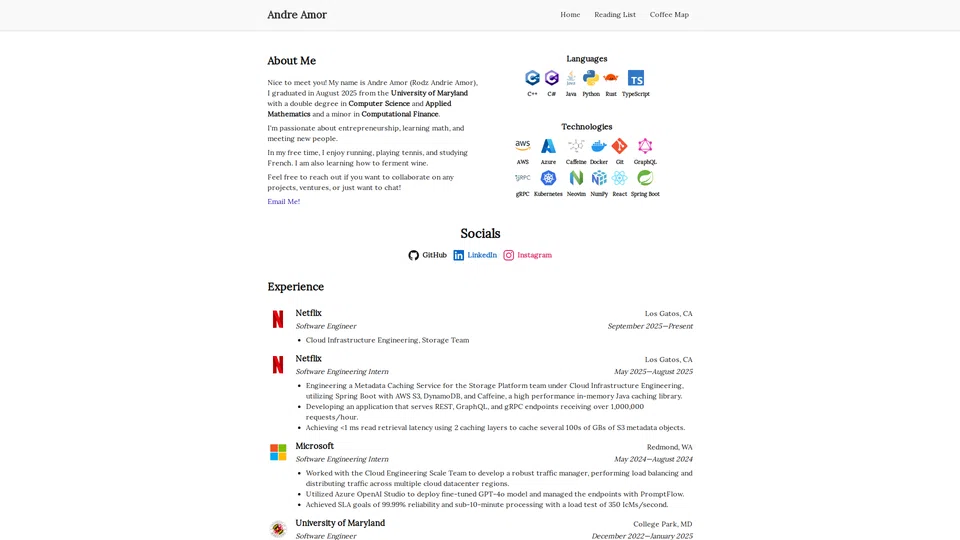 Homepage snapshot at launch