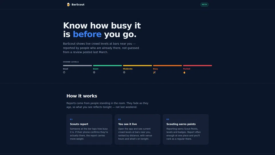 Homepage snapshot at launch