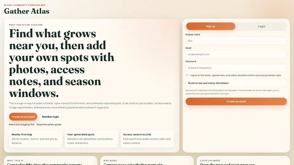 Homepage snapshot at launch