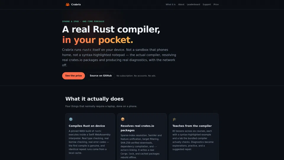 Homepage snapshot at launch