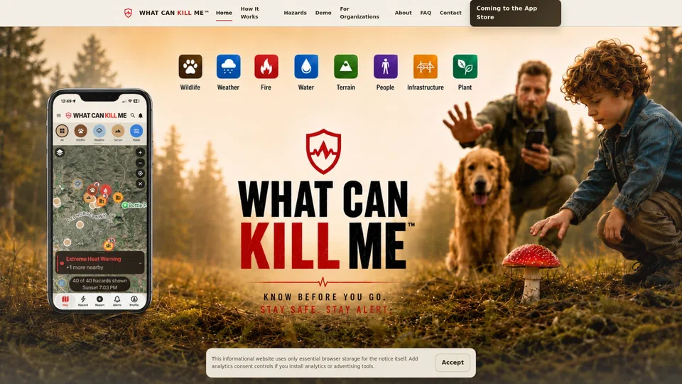 Homepage snapshot at launch