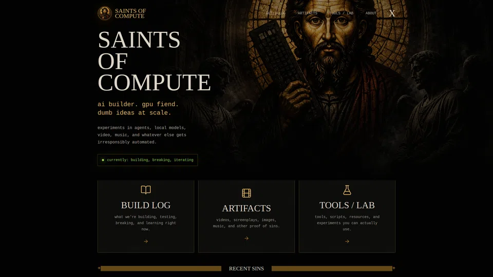 Homepage snapshot at launch