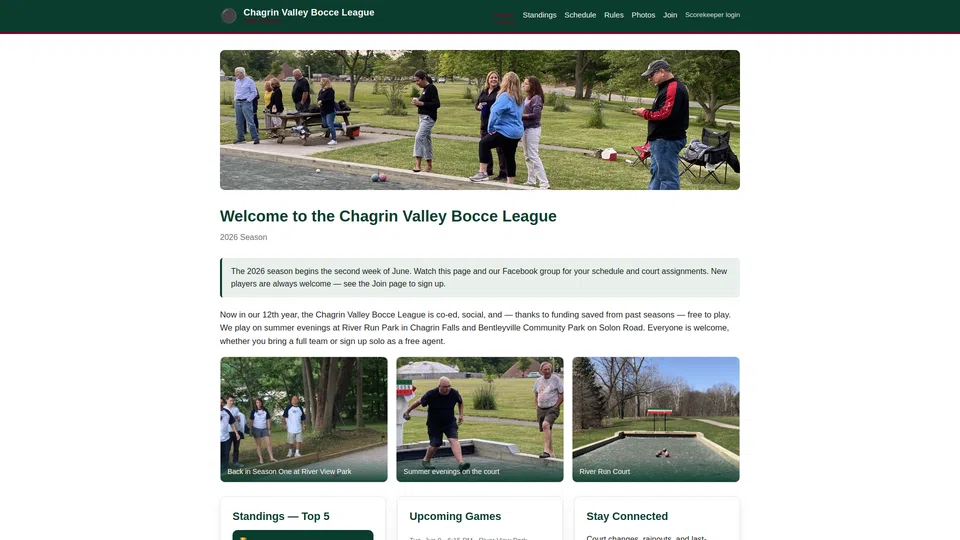 Homepage snapshot at launch