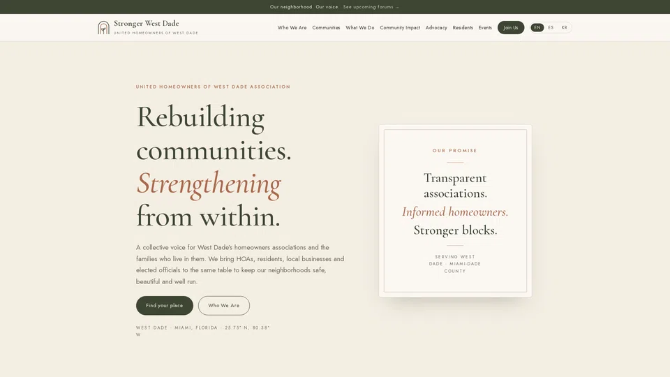 Homepage snapshot at launch
