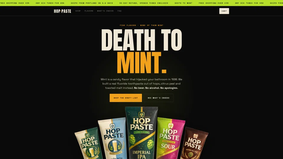 Homepage snapshot at launch