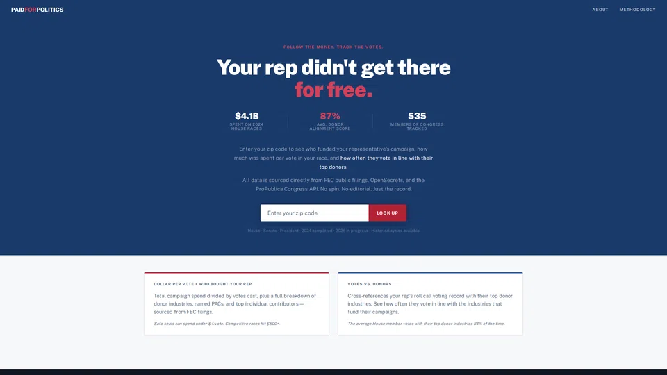 Homepage snapshot at launch