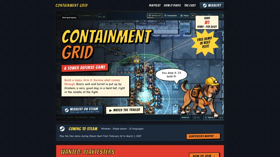 Homepage snapshot at launch