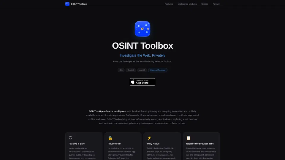 Homepage snapshot at launch