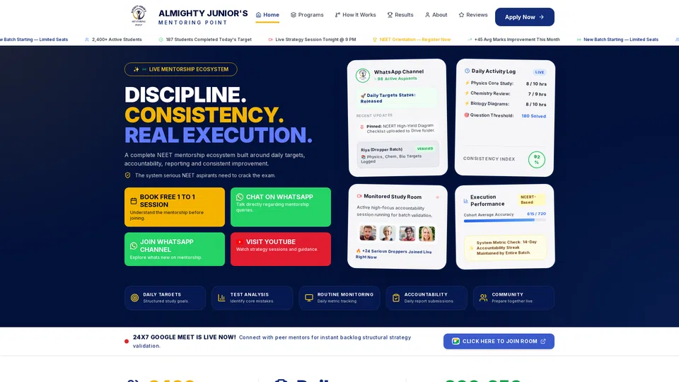 Homepage snapshot at launch