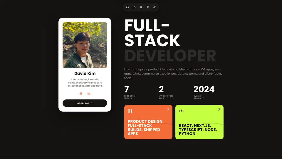 Homepage snapshot at launch