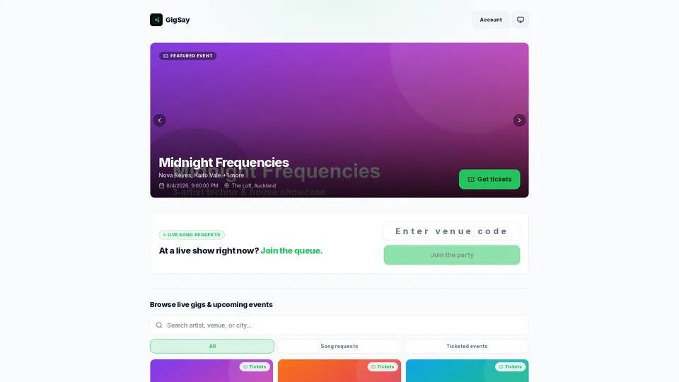 Homepage snapshot at launch