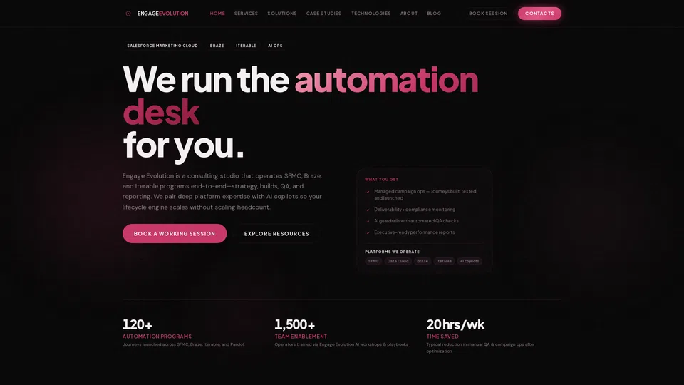 Homepage snapshot at launch