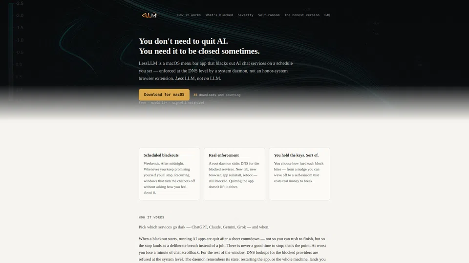 Homepage snapshot at launch