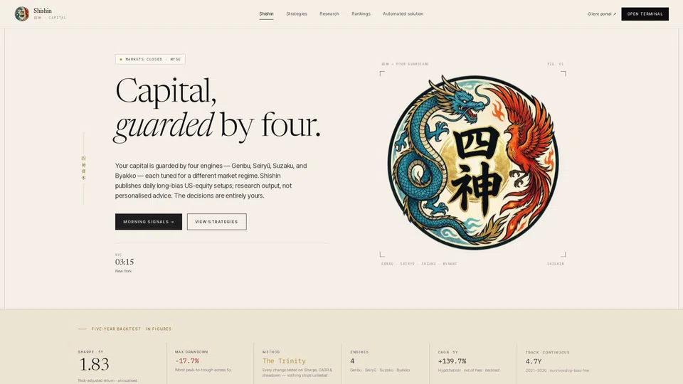 Homepage snapshot at launch
