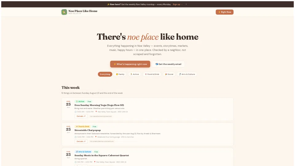 Homepage snapshot at launch