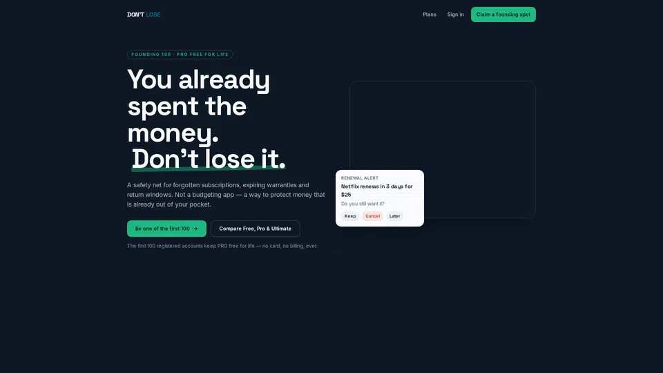 Homepage snapshot at launch