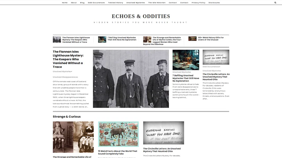 Homepage snapshot at launch