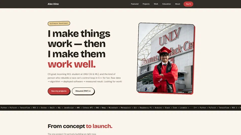 Homepage snapshot at launch