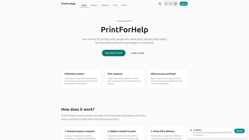Homepage snapshot at launch