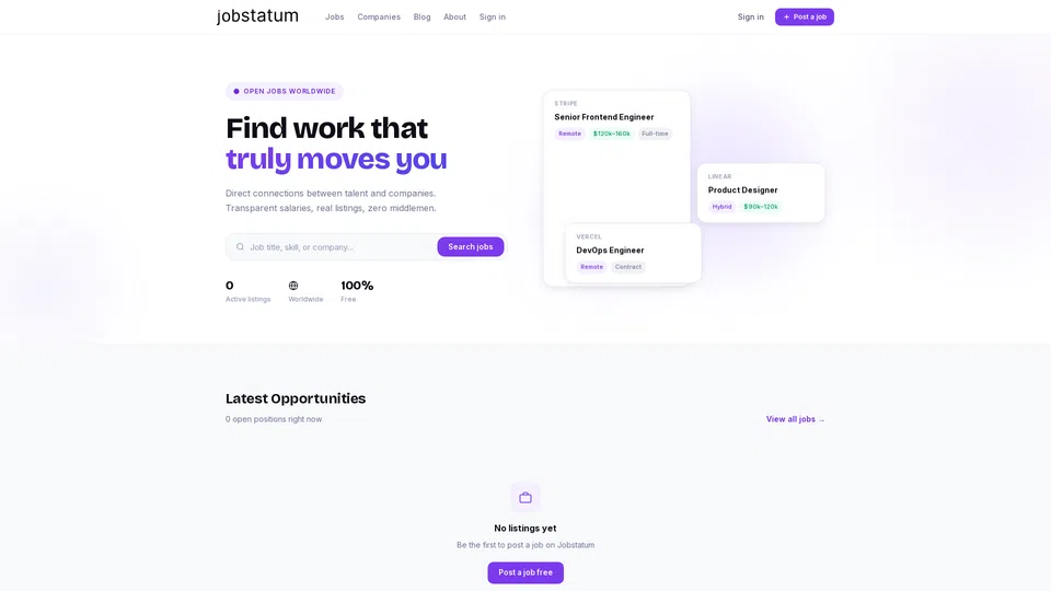 Homepage snapshot at launch