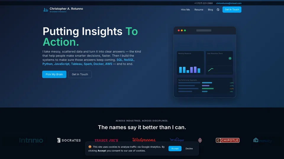 Homepage snapshot at launch