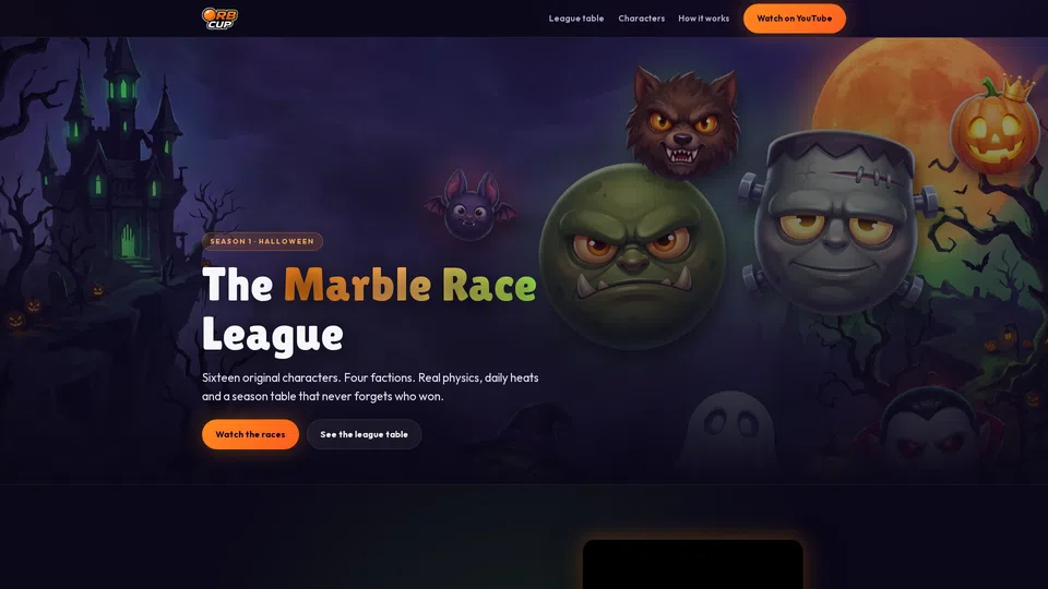 Homepage snapshot at launch
