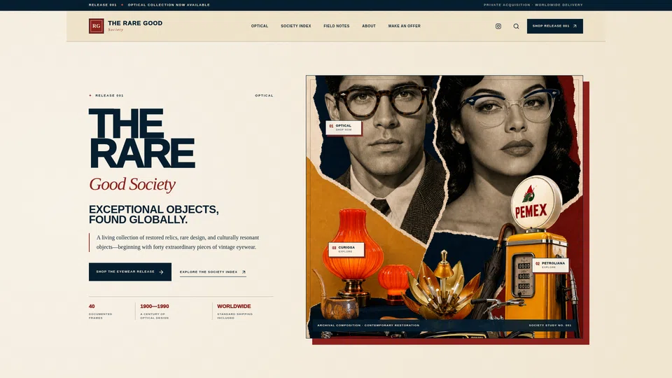 Homepage snapshot at launch