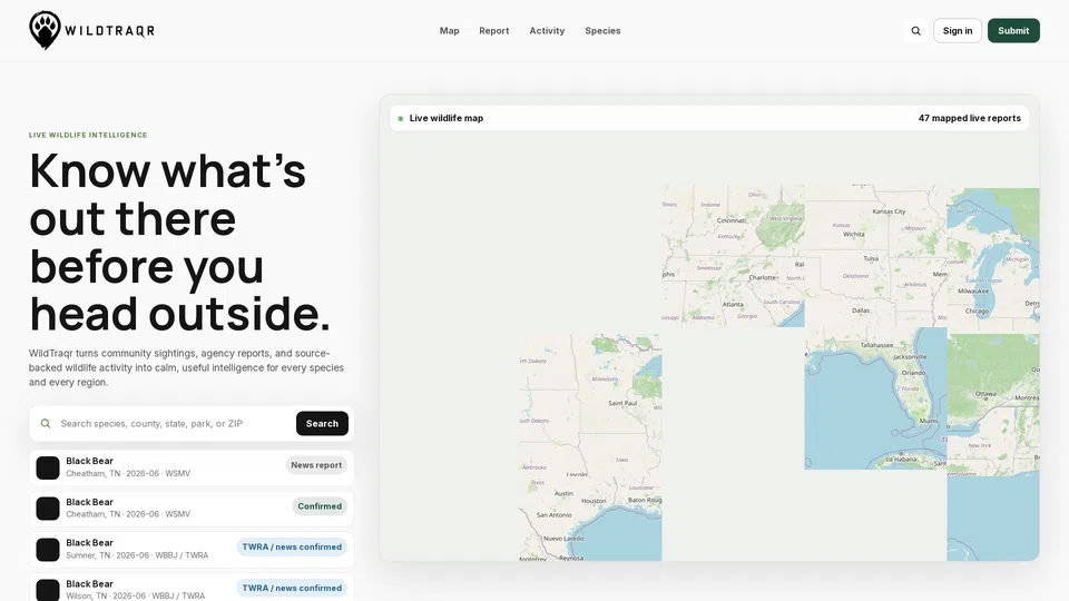 Homepage snapshot at launch