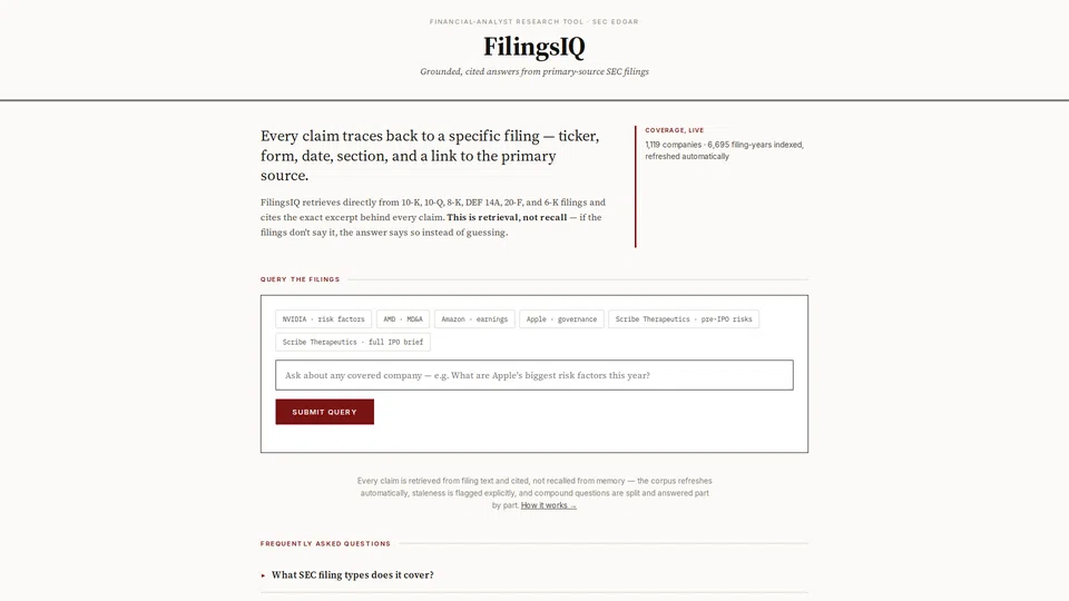 Homepage snapshot at launch