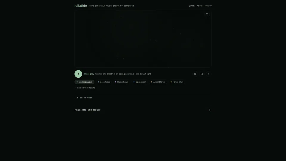 Homepage snapshot at launch