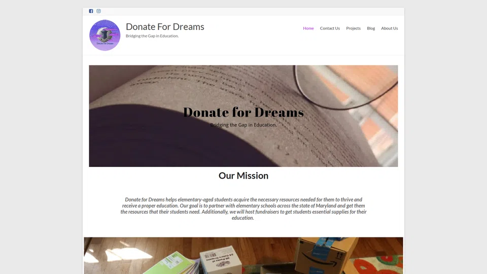 Homepage snapshot at launch