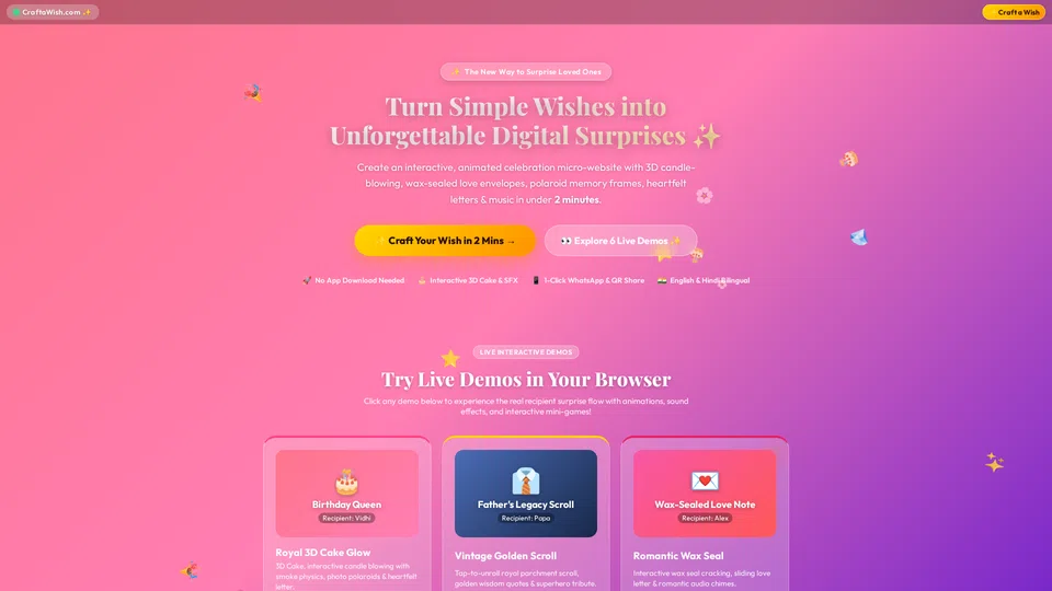 Homepage snapshot at launch
