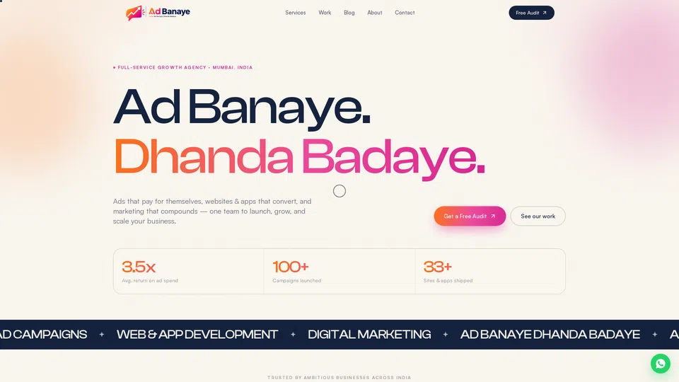 Homepage snapshot at launch