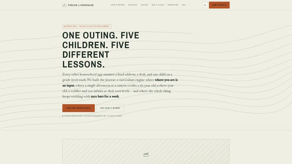 Homepage snapshot at launch