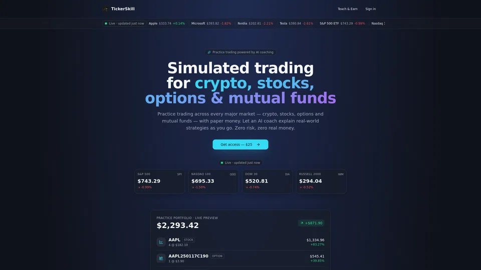 Homepage snapshot at launch
