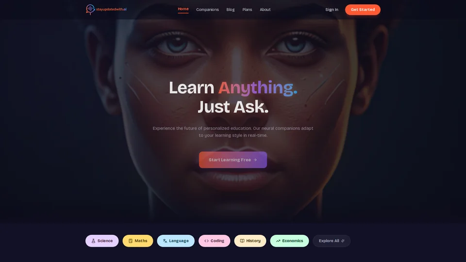 Homepage snapshot at launch