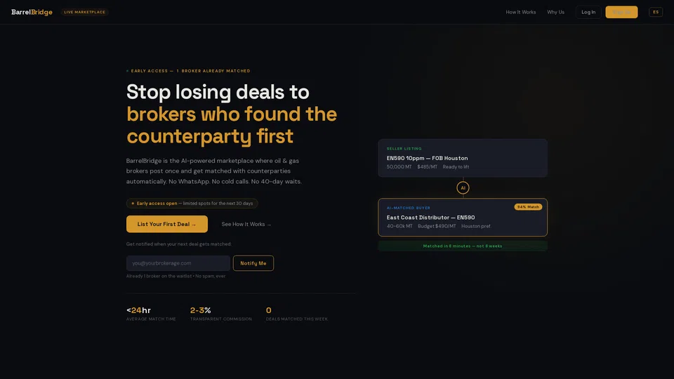 Homepage snapshot at launch