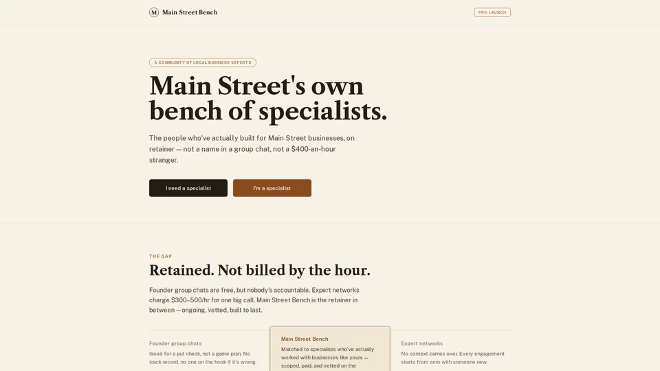 Homepage snapshot at launch