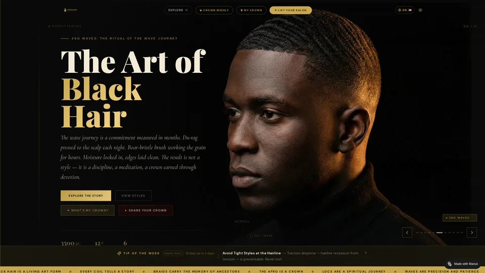 Homepage snapshot at launch