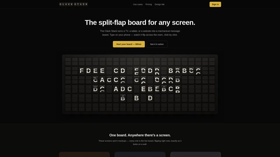 Homepage snapshot at launch