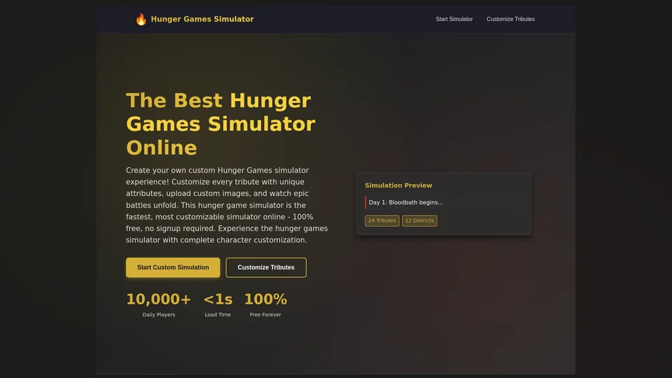 Homepage snapshot at launch