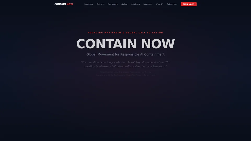 Homepage snapshot at launch