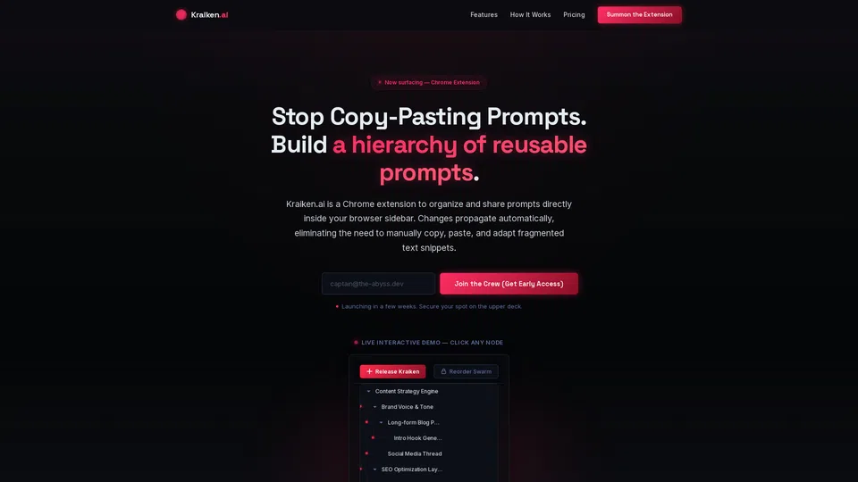 Homepage snapshot at launch