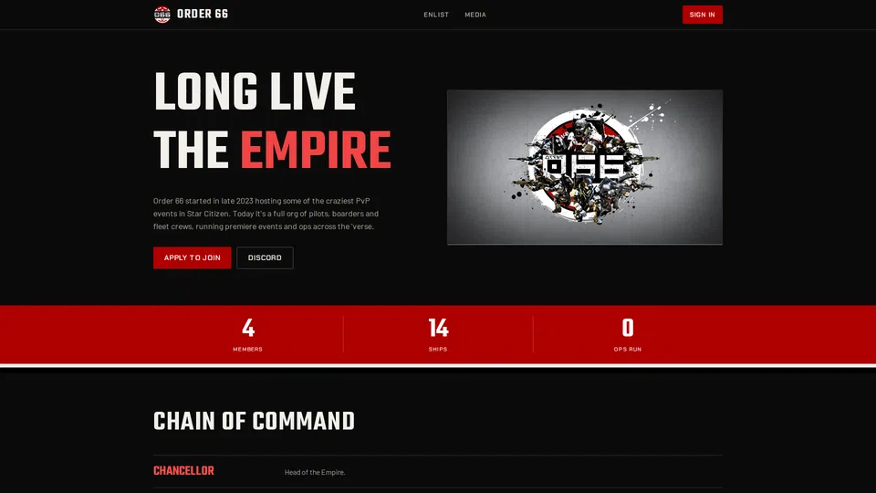 Homepage snapshot at launch